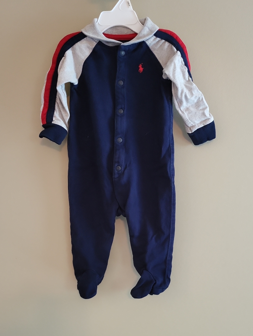 Ralph Lauren navy footed romper/footie